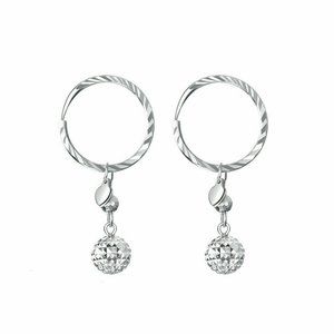 Platinum 950 Women Hollow Ball Hoop Earrings